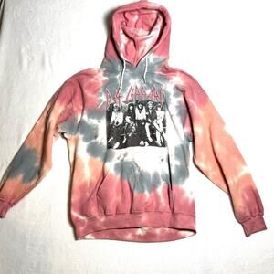 Def Leppard Sweatshirt Unisex 1X Multicolor Tie Dye Hooded Band Graphic NWT